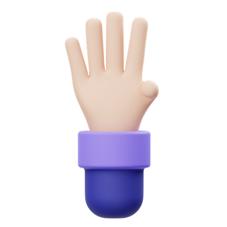 Four Fingers Hand Gesture  3D Illustration