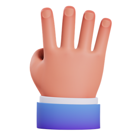 Four fingers hand gesture  3D Illustration