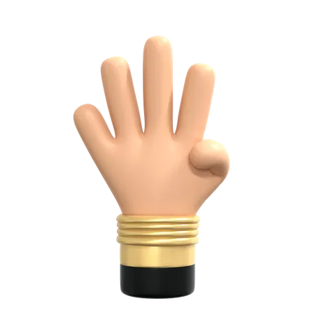 Four fingers hand gesture  3D Illustration