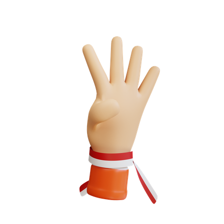 Four fingers hand gesture  3D Icon