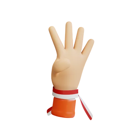 3 D Hand Gesture Indonesian Independence Day 3D Icon