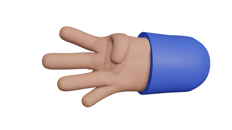 Four Fingers hand gesture  3D Icon