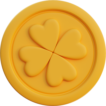 네잎 클로버 동전  3D Icon