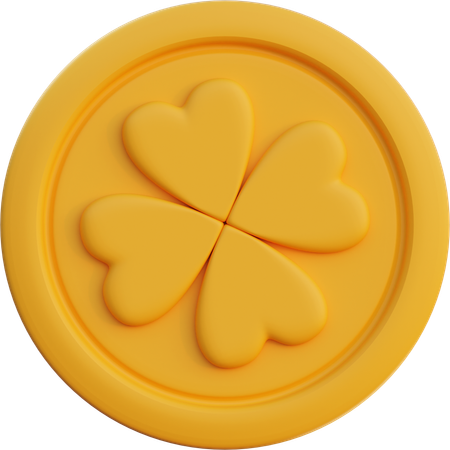 Four Leaf Clover Coin  3D Icon