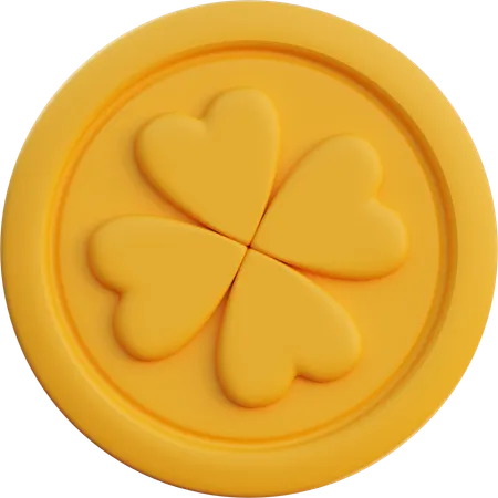 Four Leaf Clover Coin  3D Icon