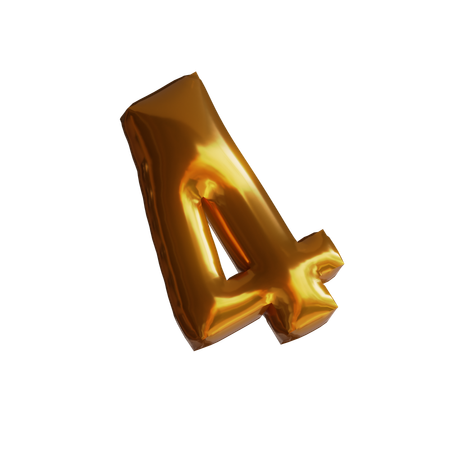 Four Number Balloon  3D Icon