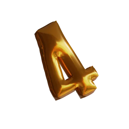 Four Number Balloon  3D Icon