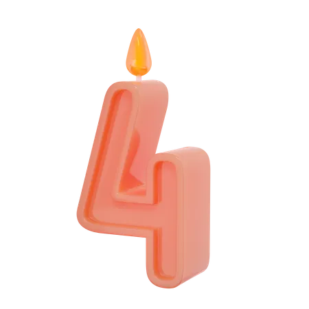 Four Number Candle  3D Illustration