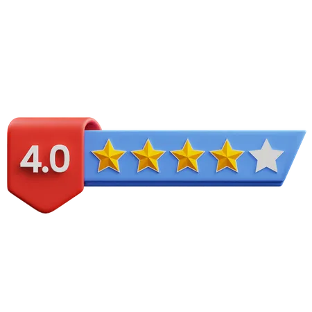 Four Of Five Star Rating  3D Icon