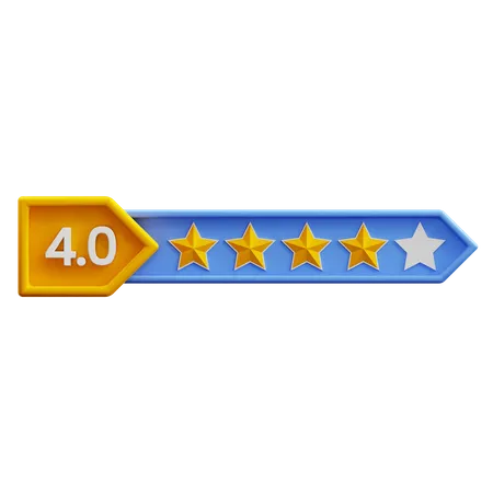 Four Of Five Star Rating  3D Icon