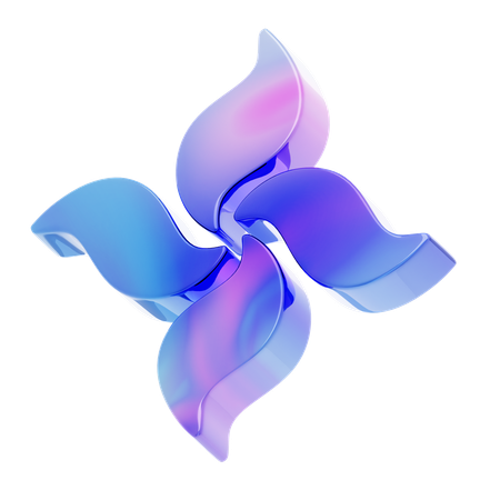 Four Petal Flower Shape  3D Icon
