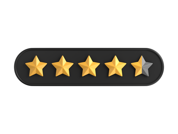 Four Point Five of Five Star Rating  3D Icon