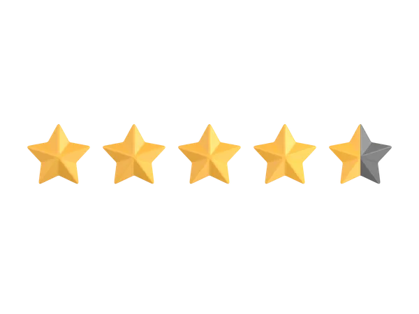 Four Point Five Star Rating 3 D Icon 3D Icon