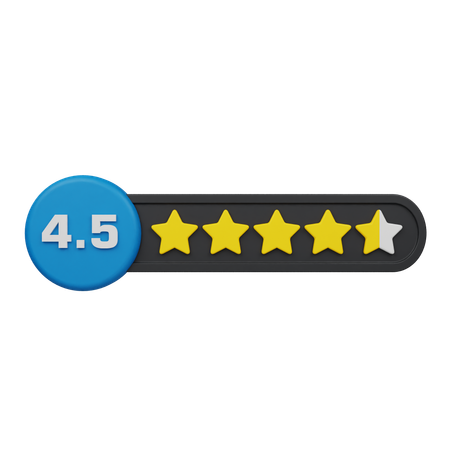 Four Point Five Star Rating Circle Label  3D Icon