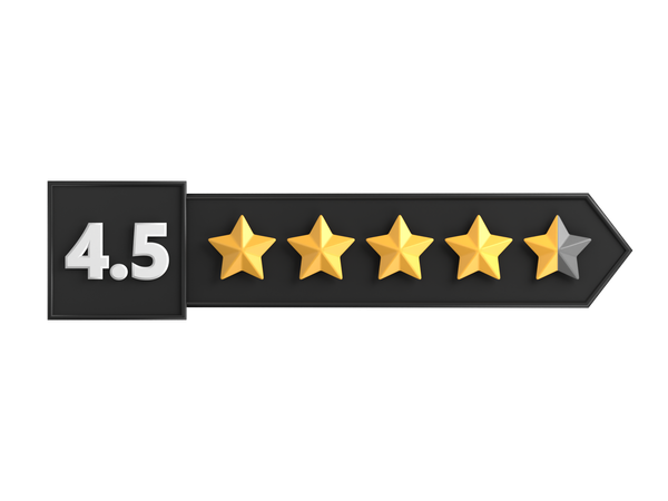 Four Point Five Star Rating Label  3D Icon