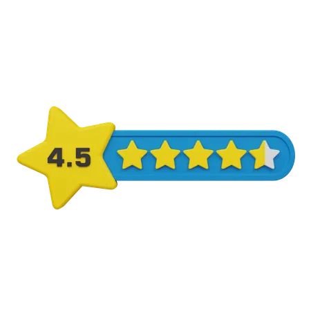 Four Point Five Star Rating Label  3D Icon