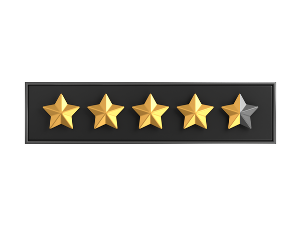 Four Point Five Star Rating Label  3D Icon