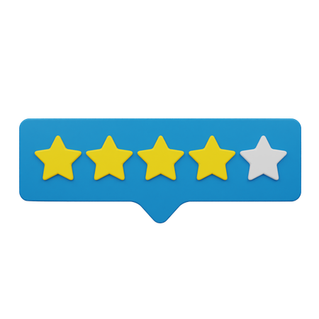 Four Rating Chat Label  3D Icon