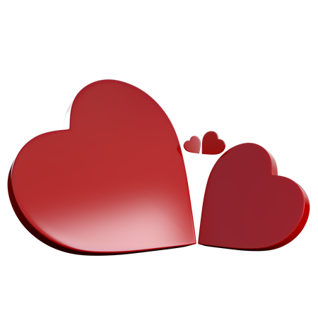 Four Red Hearts  3D Icon