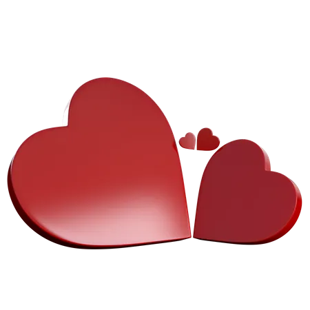 Four Red Hearts  3D Icon