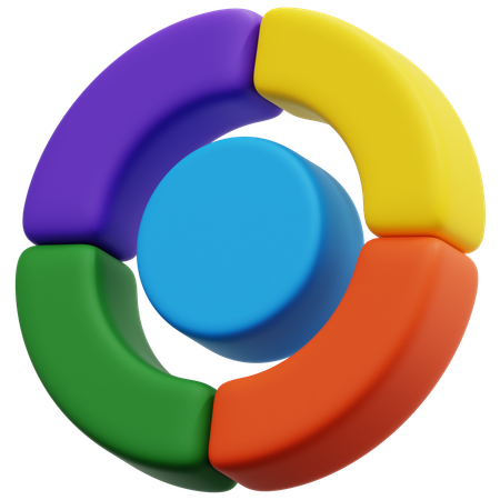 Four Ring Segment Diagram  3D Icon