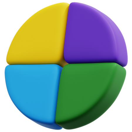 Four Segment Circle Chart  3D Icon