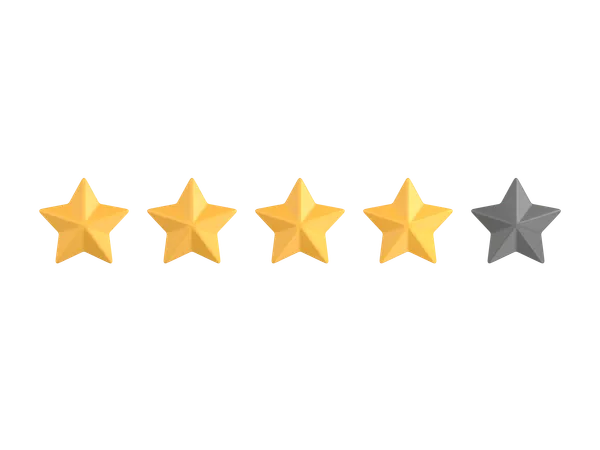 Four Star Rating 3 D Icon 3D Icon