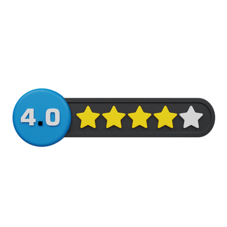 Four Star Rating Circle Label  3D Icon