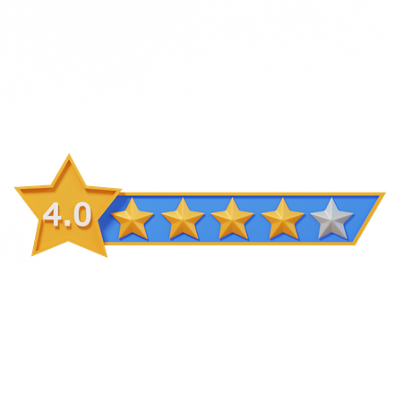 Four Star Rating Label  3D Icon