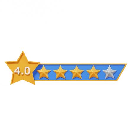 Four Star Rating Label  3D Icon