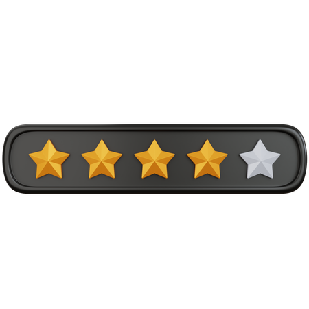 Four Stars Rating  3D Illustration