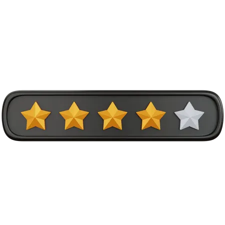 3 D Rendering Gold Star Rating With Four Stars Filled Isolated 3D Illustration