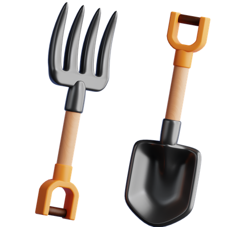 Fourche et pelle  3D Icon