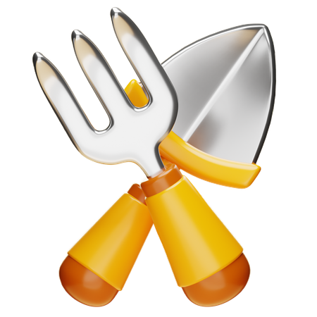Fourche et pelle de ferme  3D Icon