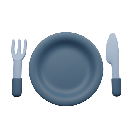 Couteau fourchette et assiette  3D Icon