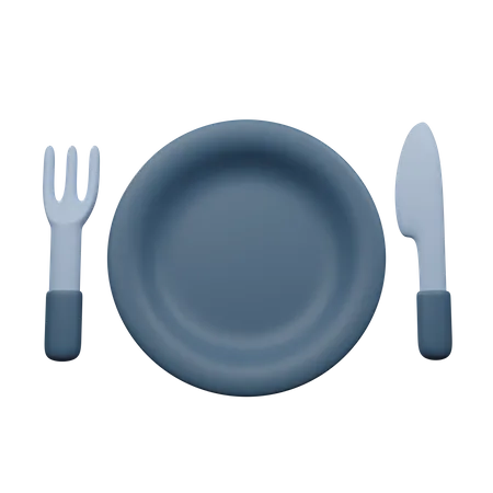 Couteau fourchette et assiette  3D Icon