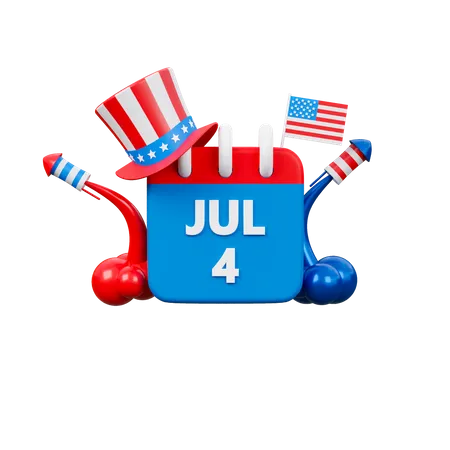 Fourth Of July Calendar  3D Icon