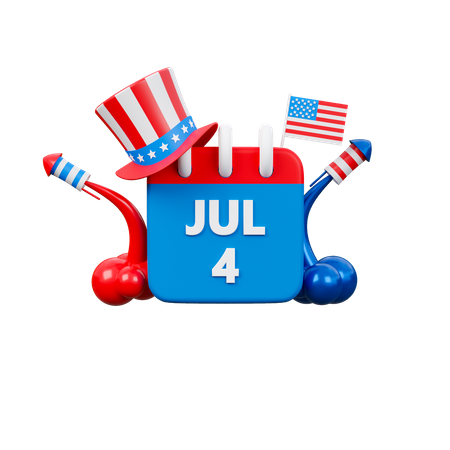 Fourth Of July Calendar  3D Icon