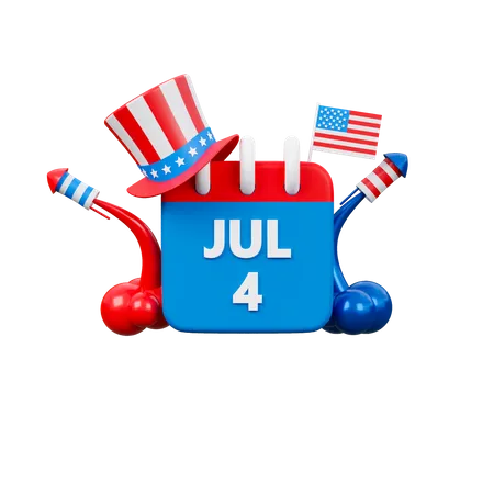 Fourth Of July Calendar 3 D Icon 3D Icon