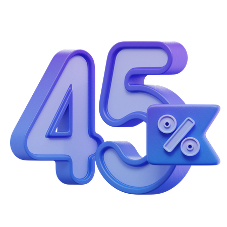 Fourty Five Percent 45 Percent  3D Icon