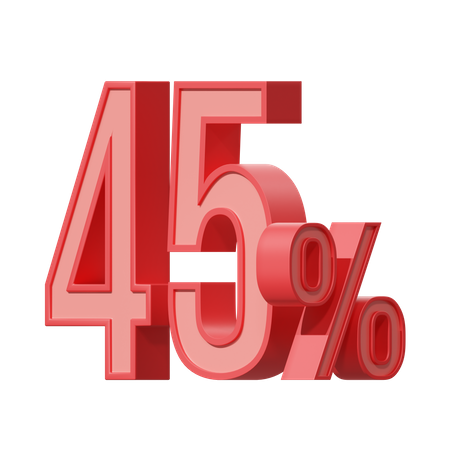 Fourty Five Percent 45 Percent  3D Icon