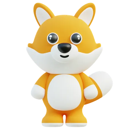 Adorable 3 D Fox Character Standing With Bright Playful Eyes 3D Icon