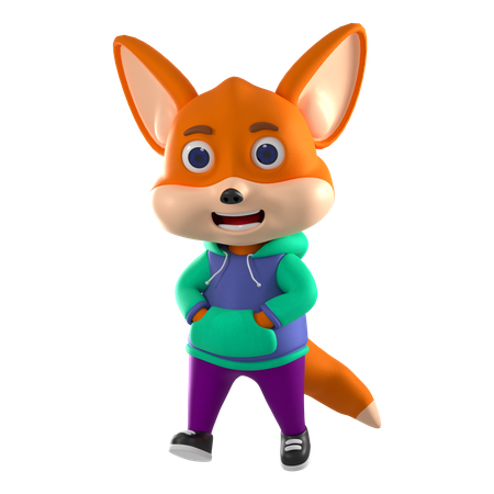 Fox Cute Pose  3D Illustration