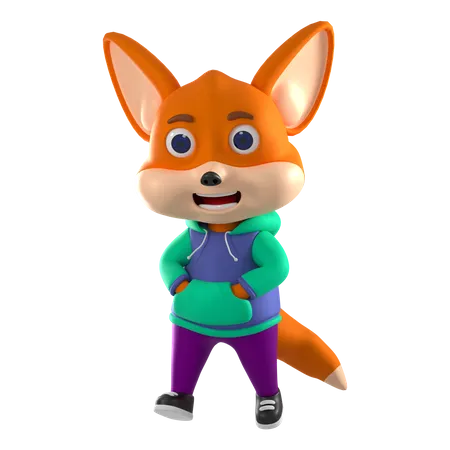 Fox Cute Pose  3D Illustration