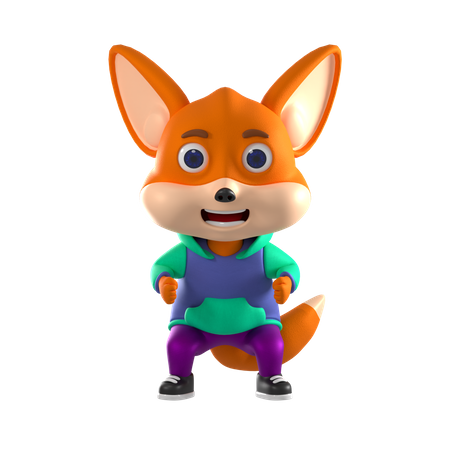 Fox Cute Pose  3D Illustration