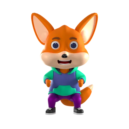 Fox Cute Pose  3D Illustration