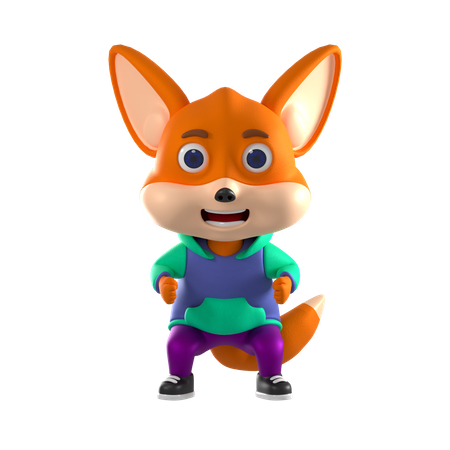 Fox Cute Pose 3D Illustration