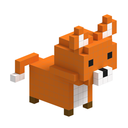 Fox Cute Voxel Art  3D Icon