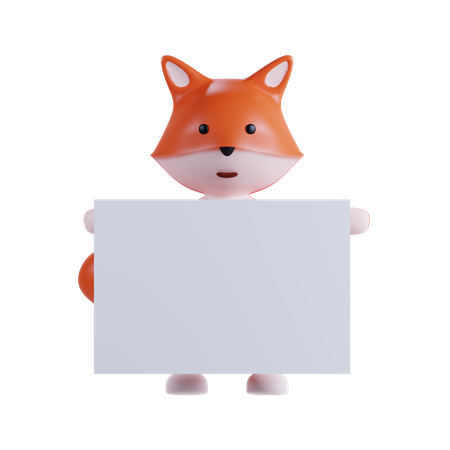 Fox Holding Placard  3D Illustration