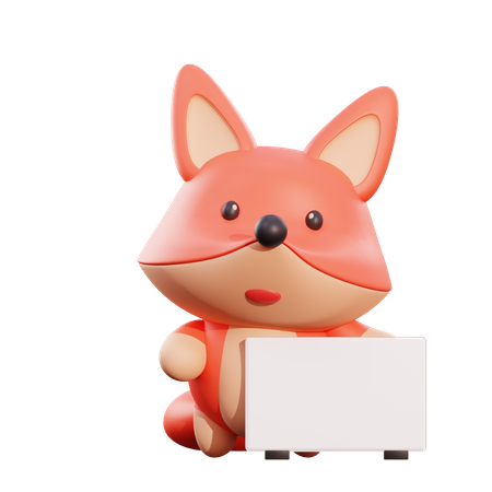 Fox Holding Placard  3D Illustration